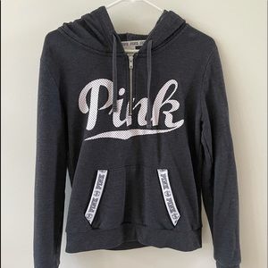 VS PINK Charcoal Gray Quarter-Zip Pullover Hoodie
